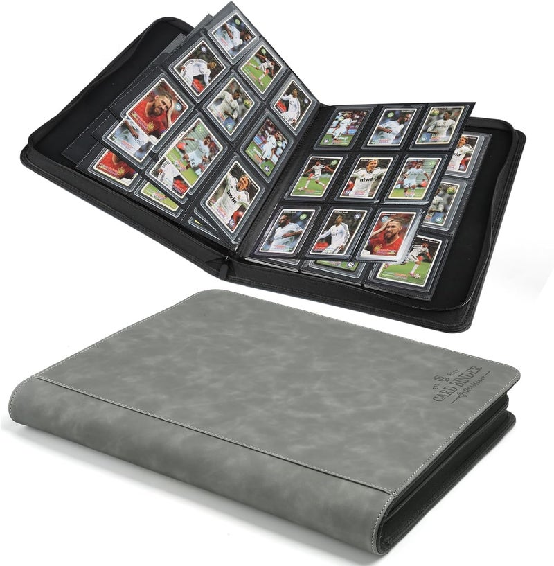 CARDBINDER Toploader Binder,Toploader Hard Cases, 9-Pocket Pages Sleeves Hold up 288 Cards.Toploader Card Binder with Sleeves for “3×4” rigid，Card Holder(grey) - Image 1